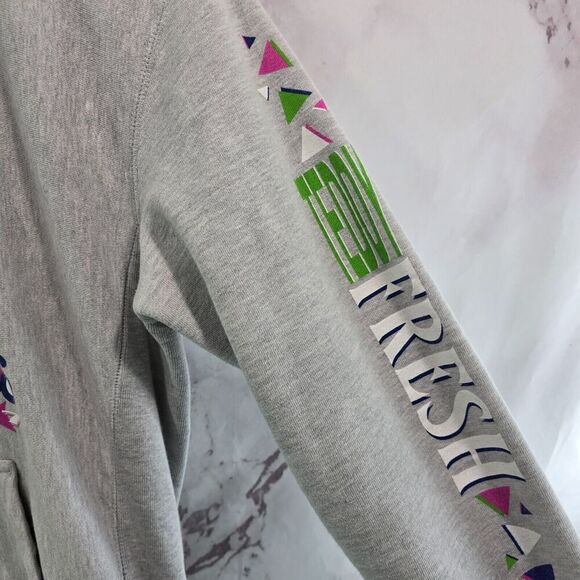 Teddy Fresh Hoodie Mens Small Gray Pullover Sweatshirt Green Purple 2017 - Picture 5 of 13